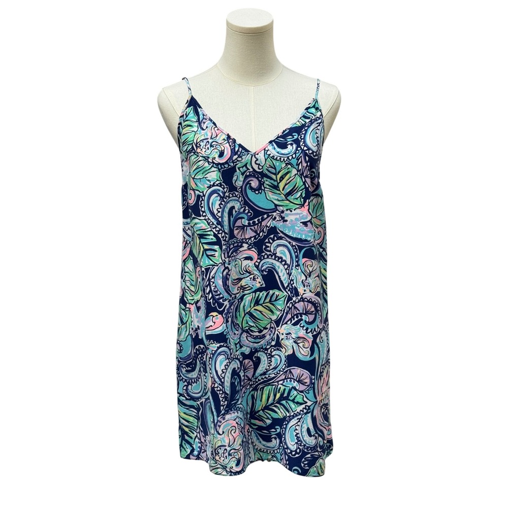 Lilly Pulitzer Lela Slip Dress Women M Multi Silk Summer Vacation Beach Party